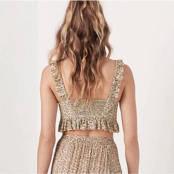 Spell & The Gypsy Frankie Crop Top Cheetah Tan Size XS - Picture 3 of 5